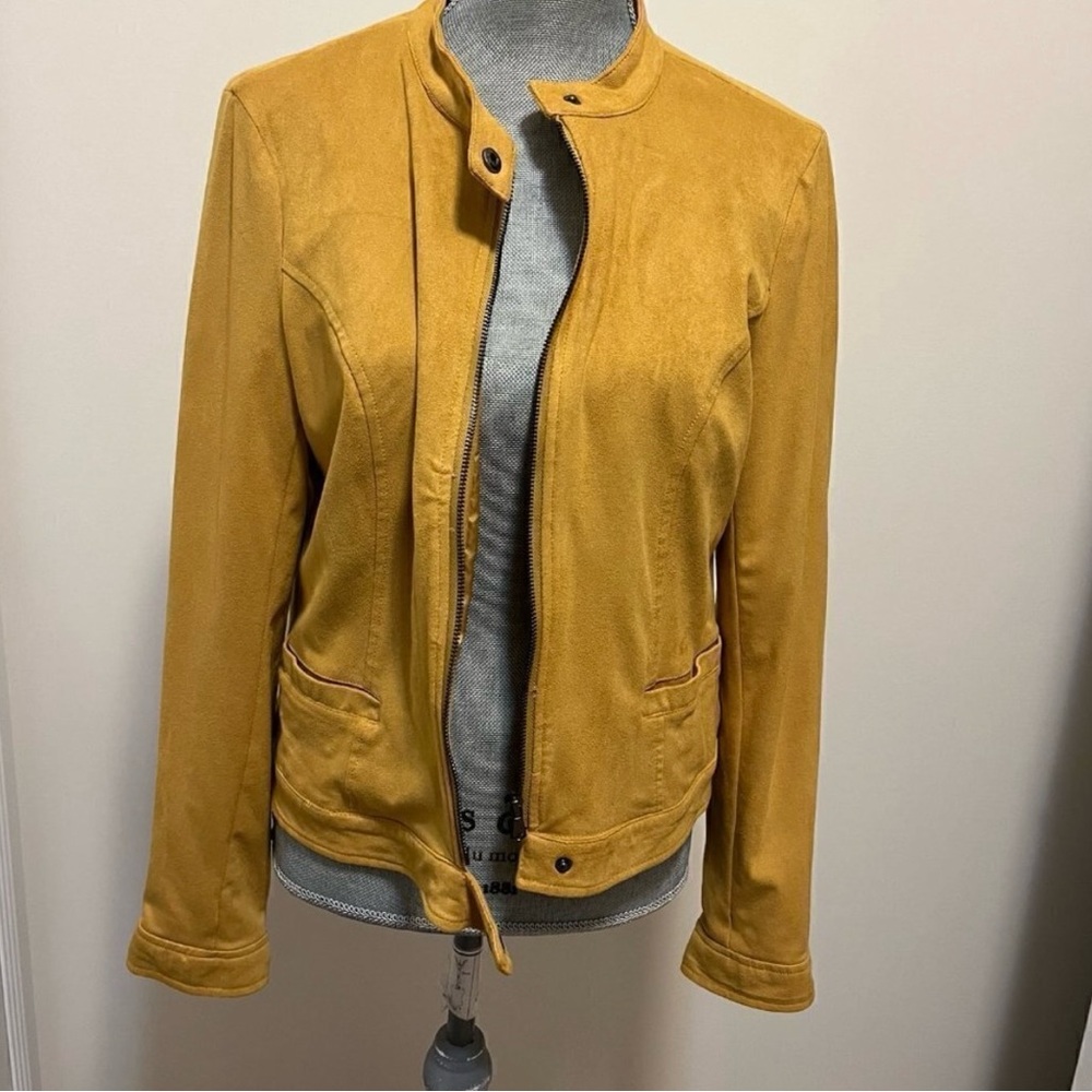 Women's Moto Vegan Suede Yellow Jacket
